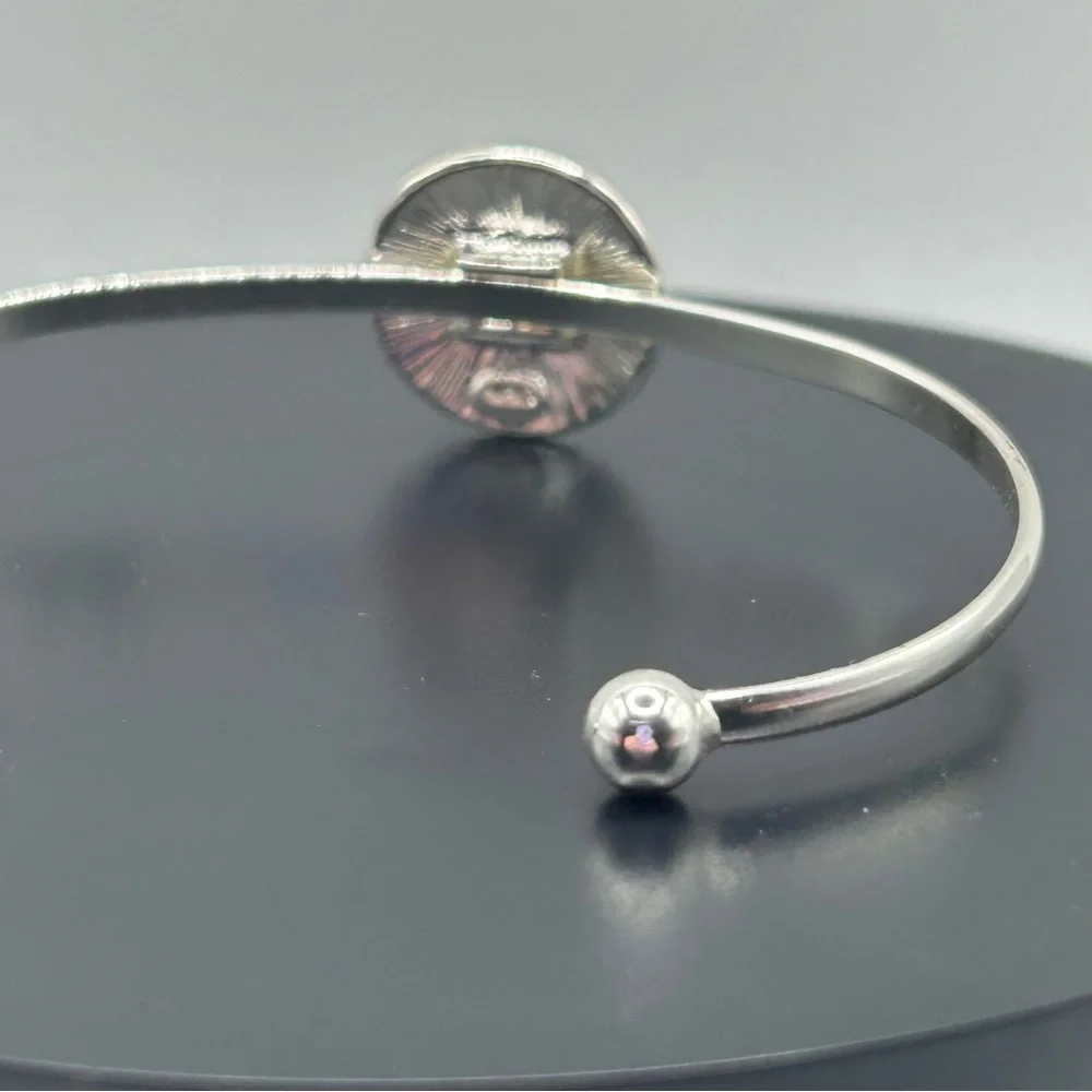 Shiny Capricorn Silver Cuff Bracelet